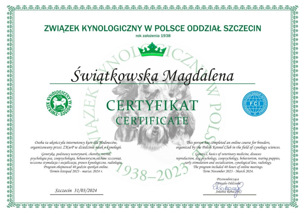 Certyfikat hodowcy