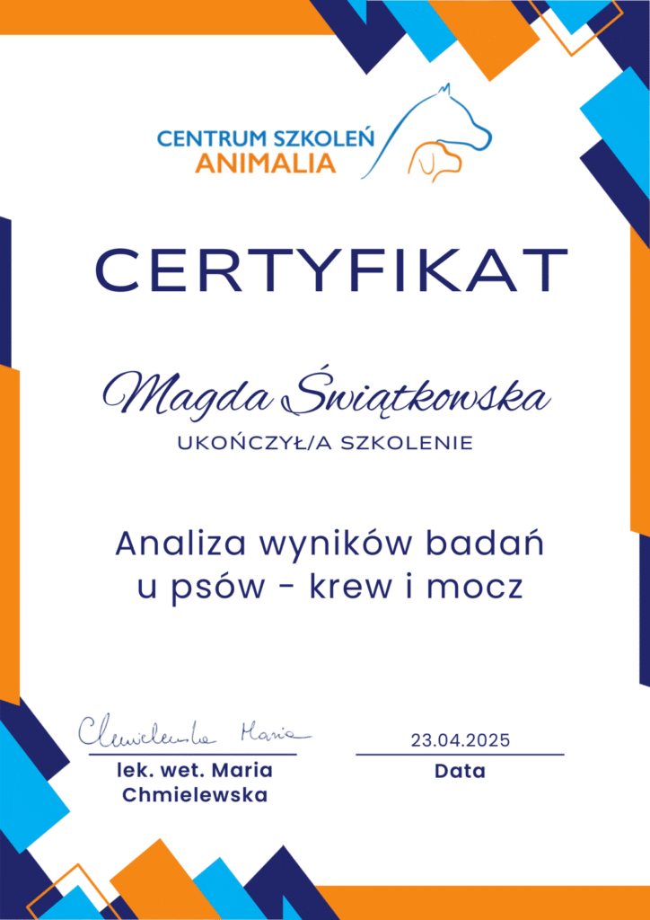 Certyfikat Behawiorysty Magdalena Świątkowska