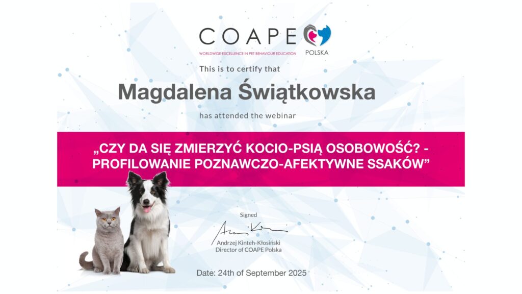 Szkolenie Czy da się zmierzyć kocio-psią osobowość? Profilowanie poznawczo-afektywne ssaków